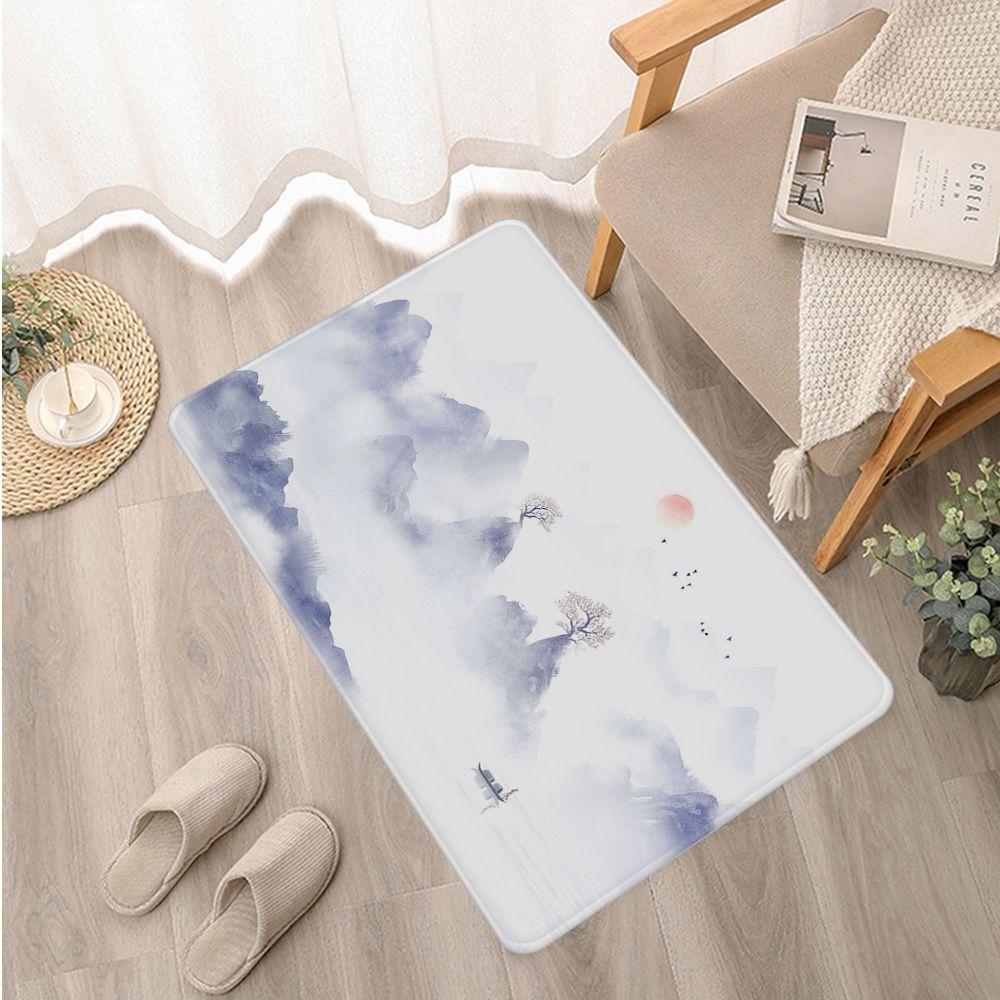 Нескользящий дверной коврик для спальни, спальни, балкона, гостиной, прикроватный ковер, китайский пейзаж, коврик для ванной комнаты