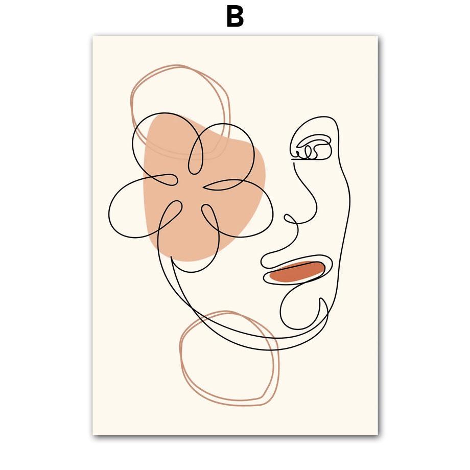 Настенное искусство, акварельная линия, цветочная девушка, тело, лицо, холст, картина, минимализм, домашний постер, украшение для гостиной, принты, фотографии