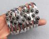 Black Onyx Gemstone 925 Sterling Silver Plated 5 PCs Cuff Bangle VI-16
