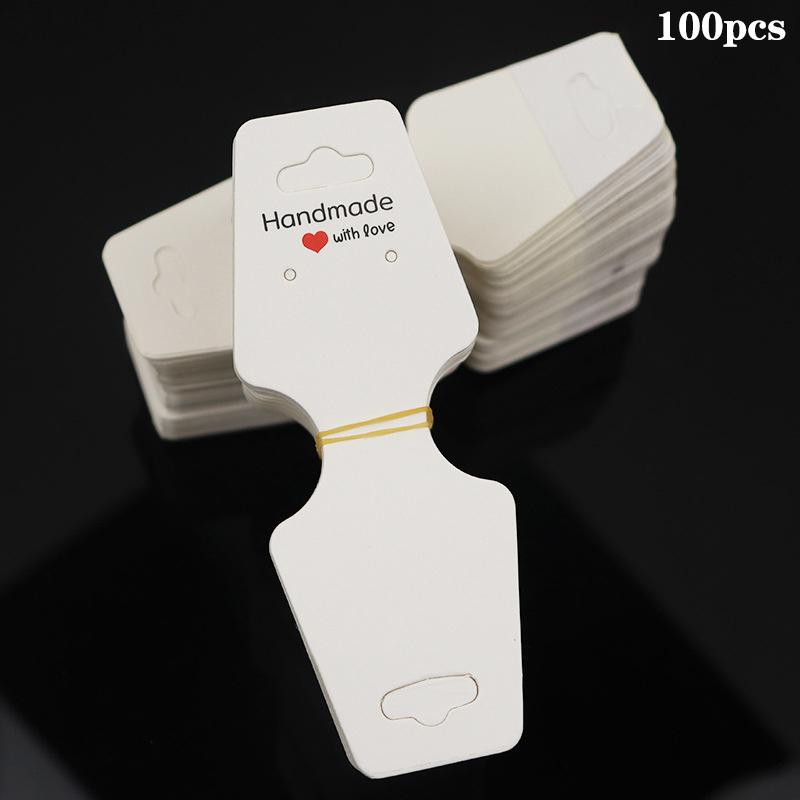 100 шт./лот Карточка для ожерелья Подвеска Сделай сам Ручная работа Складная Для заколки для волос Браслет Дисплей для ювелирных изделий Самоклеящаяся бумага Бирки для подвешивания Карточка