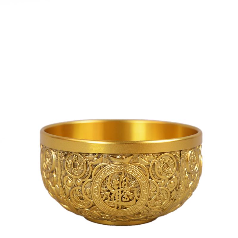 Hongda Brass Dragon & Phoenix Auspicious Copper Coin Bowl - Creative Home Ornament Gift