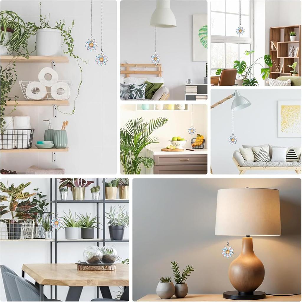 2 шт. модные хрустальные стеклянные потолочные вентиляторы с цветочным узором, набор цепочек-удлинителей для украшения дома в ярких цветах