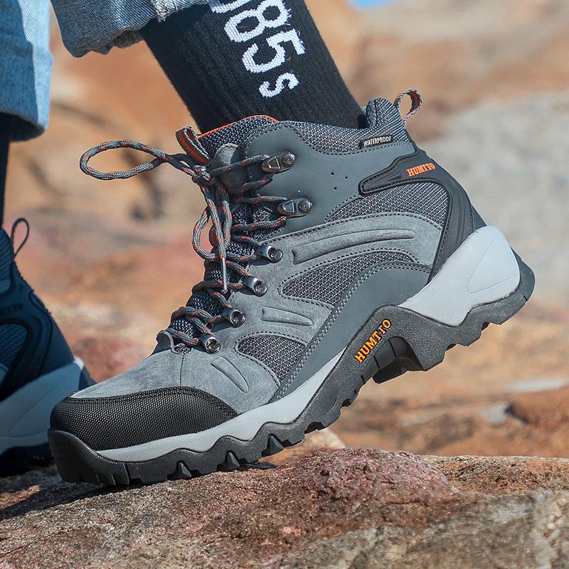 Зимние водонепроницаемые мужские ботинки на платформе, кожаные защитные рабочие мужские спортивные туфли, брендовые дизайнерские резиновые походные ботильоны на шнуровке, мужские