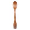 Cutlery Dinner Fruit Spoon Fork Natural Wood 2 In 1 Dual Head