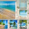 3d пляжный пейзаж, занавески для душа, море, океан, средиземноморская занавеска для ванной комнаты, водонепроницаемая ткань, украшение, 180*240 см, занавеска для ванны