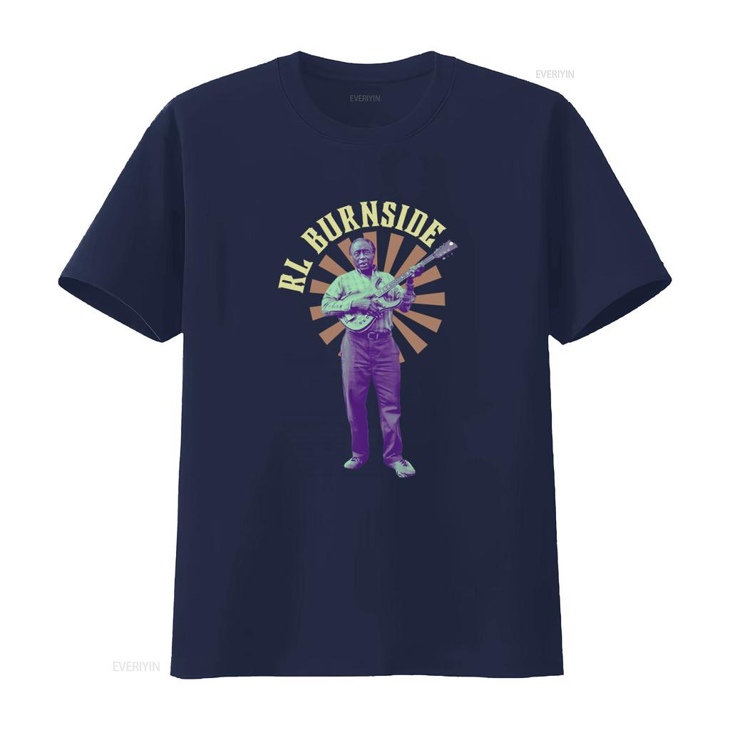 RL Burnside Jersey Vintage Hill Country Blues Guitarist Print  T Shirt vintage Washed Slightly Casual graphic Versatile Soft