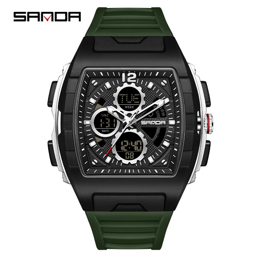 SANDA 3391 Digital LED Watch Men Original Sport Quartz Wristwatch Top Brand Luxury Stopwatch Waterproof Male Electronic Clock