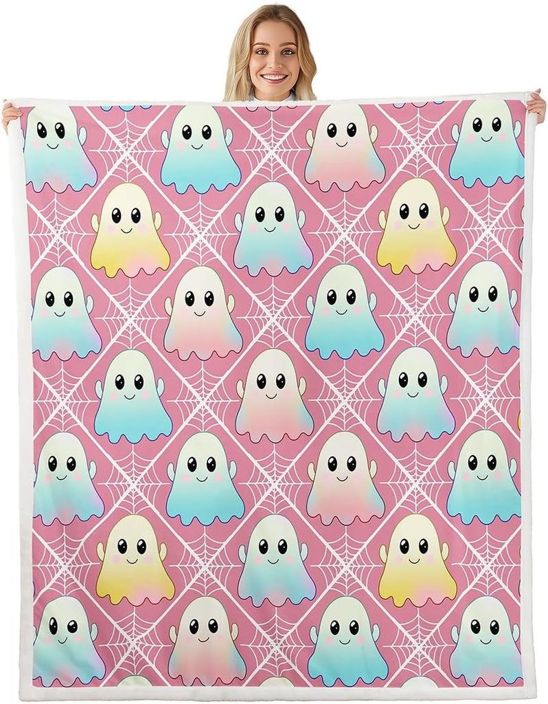 GUOYU Blanket Gothic Skull Fleece Blanket Baby Happy Halloween Sherpa Blanket Ghost Skull Goth Fuzzy Plush Throw for Adults Men WomenHorror