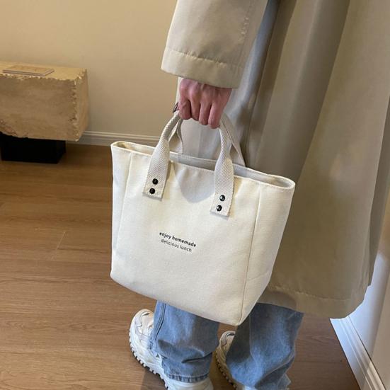 Canvas Handbag Large Capacity Zipper Closure Roomy Handbag Shopping Beach Travel Tote Bag Versatile Bento Bag