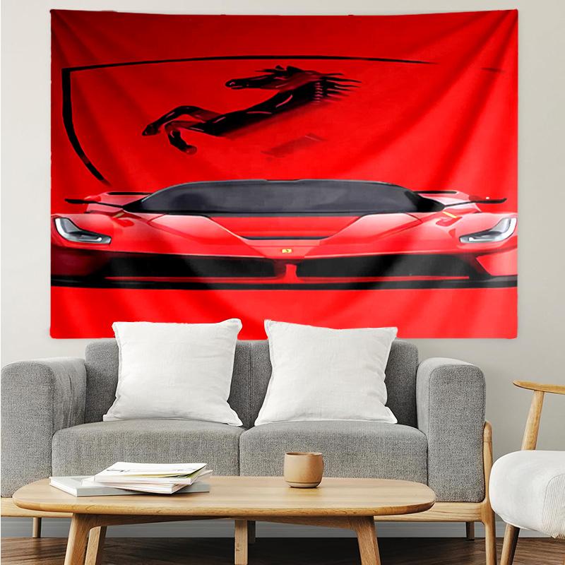 Гобелен с логотипом Ferrari для спальни, эстетичные гобелены для классной комнаты, настенное панно для гостиной, общежития, офиса, идеальный креативный подарок