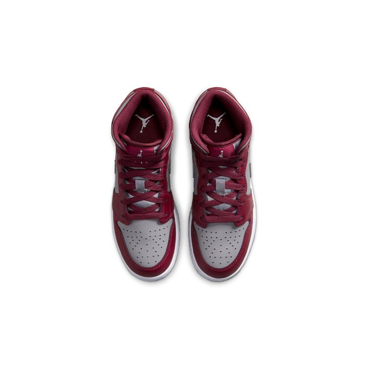 Детские кроссовки Air Jordan 1 Mid GS Cherrywood Red Cement-Grey White DQ8423-615