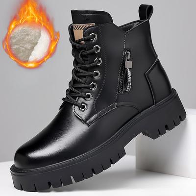 Сапоги ковбойские из натуральной кожи, мужские высокие зимние флисовые теплые хлопковые сапоги, короткие британские ботинки Tooling Snow
