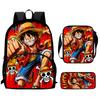 ONE PIECE Набор из 3 предметов Школьный рюкзак для детей Легкий Мультяшный Передний карман Сумка для книг с сумкой через плечо и пеналом для мальчиков и девочек