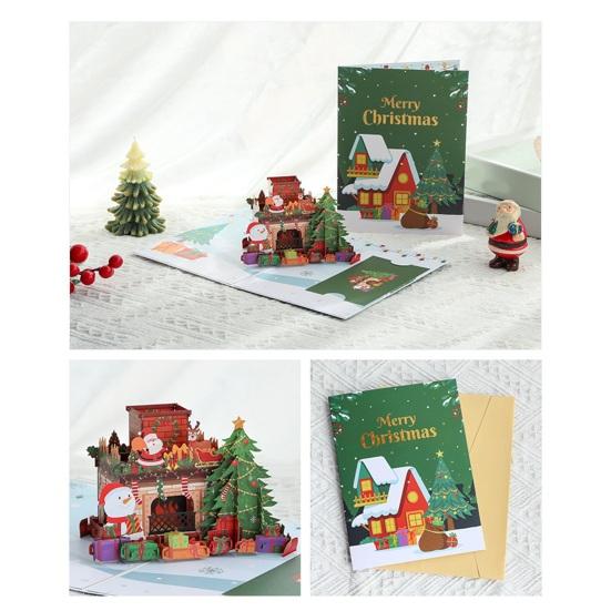 Yousheng 3D Christmas Fireplace Greeting Card Pop-Up Holiday Card for Festive Wishes Cozy Holiday Home Decoration
