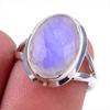 Кольцо из стерлингового серебра 925 пробы с натуральным радужным лунным камнем, размер 6 T4d56
