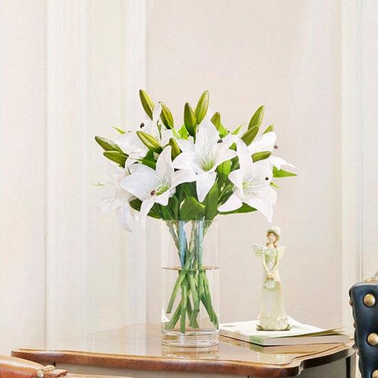 1шт искусственный цветок лилии поддельные растения домашний офис кафе украшение свадебной вечеринки