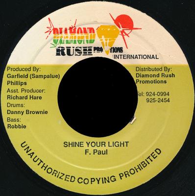 7-дюймовая пластинка FRANKIE PAUL - Shine Your Light НЕТ Diamond Rush Pr Ямайский Регги, Ска и Даб Б/У