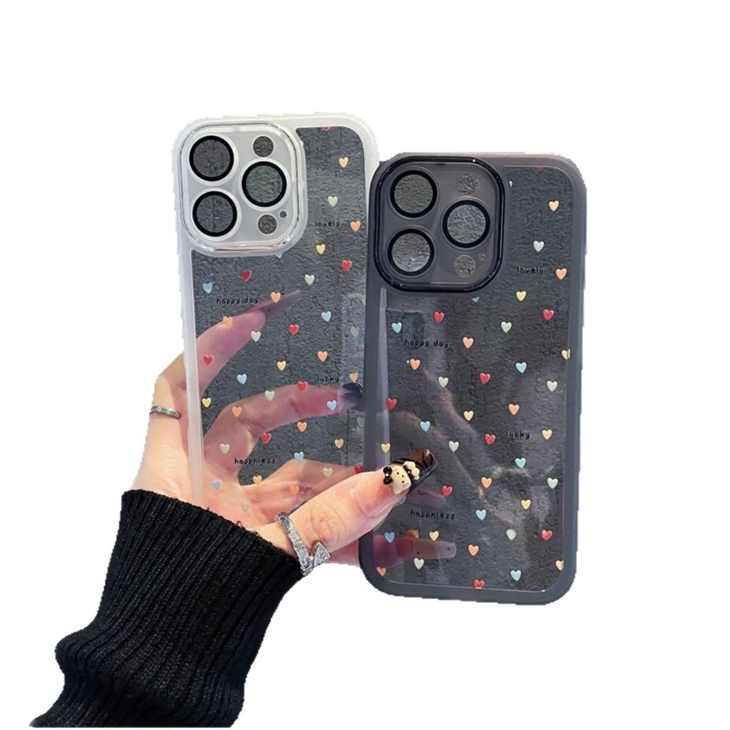 Full Screen Color Heart for Apple 17pro Phone Case for IPhone 16pm Metal Frame 15 Creative 14plu