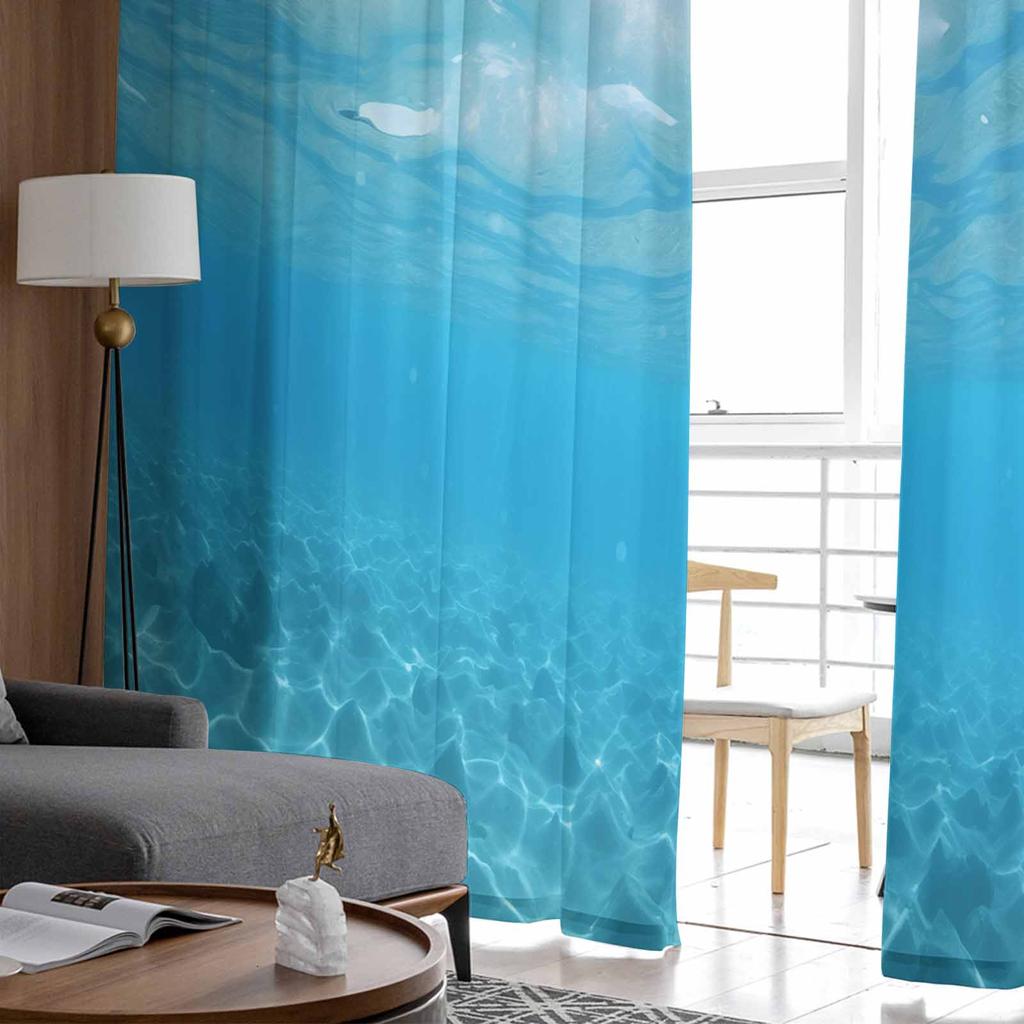 Ocean Summer Wallpaper Sunshine Tulle Window Curtains for Bedroom Luxury Home Decor Drapes In Living Room Chiffon Panels