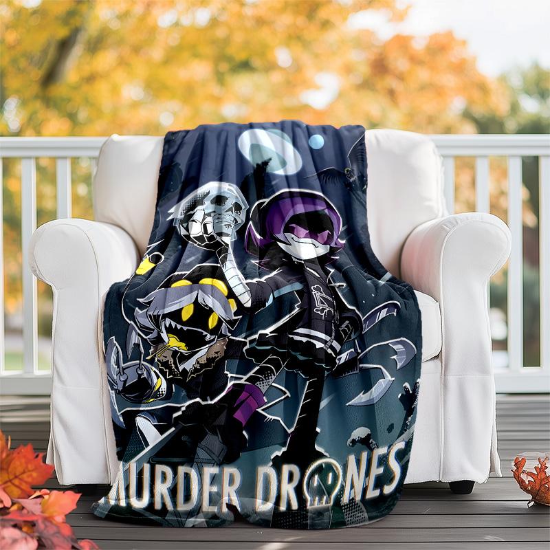Murder Drones printed throw blanket—lightweight,soft,warm;versatile blanket for all seasons—perfect as &air-conditioning throw,nap blanket