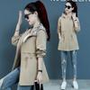 Женская куртка-тренчкот корейская весна-осень свободные длинные рукава короткие пальто женская ветровка с капюшоном верхняя одежда топы