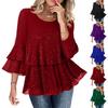 Ladies' Loose Casual Fashionable Knitted Patchwork Sequin Multi-layer Loose Top