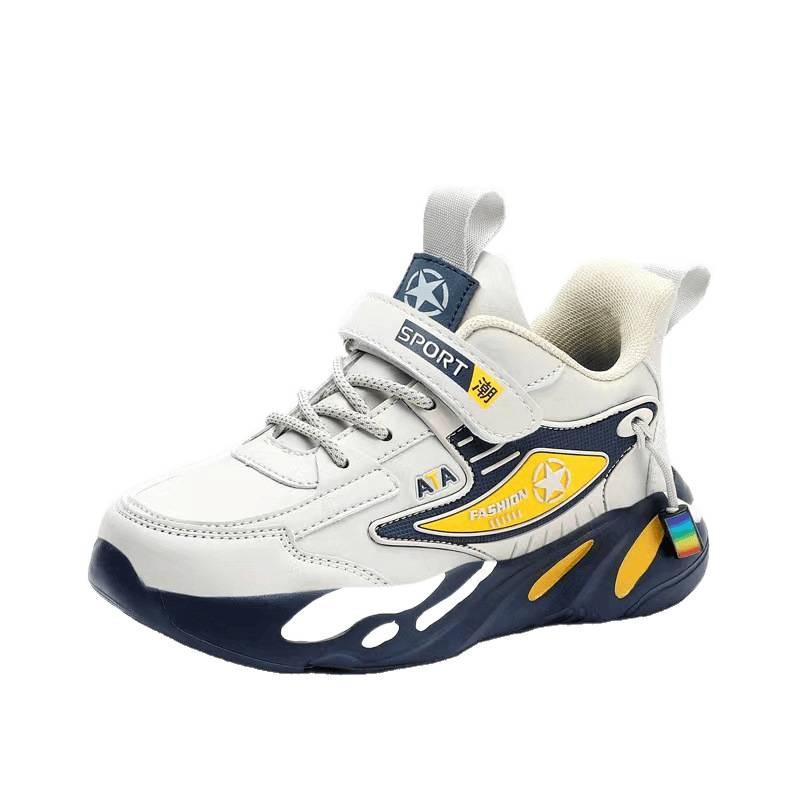 Детская сетчатая обувь для мальчиков среднего и старшего возраста, кожаная спортивная обувь, весенне-осенний школьный сезон, кроссовки для бега, повседневная обувь, нескользящая и износостойкая