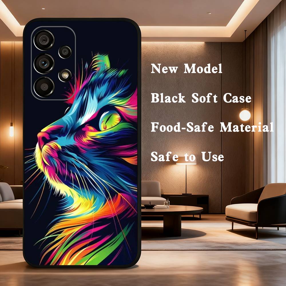 Чехол для телефона 'Art Formula Cat Graffiti' Мягкий черный защитный чехол для Samsung Galaxy A32, A10, A71, A11, A12, A13, A31, Note 10 и др.