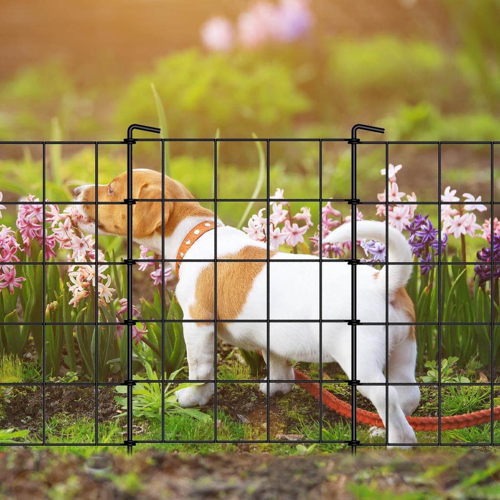 10,08 футов Ржавчиностойкие Садовые Панели Забора без Копания - Декоративный Барьер для Животных для Патио/Двора/Ландшафта, Наружное Металлическое Ограждение Серебристое