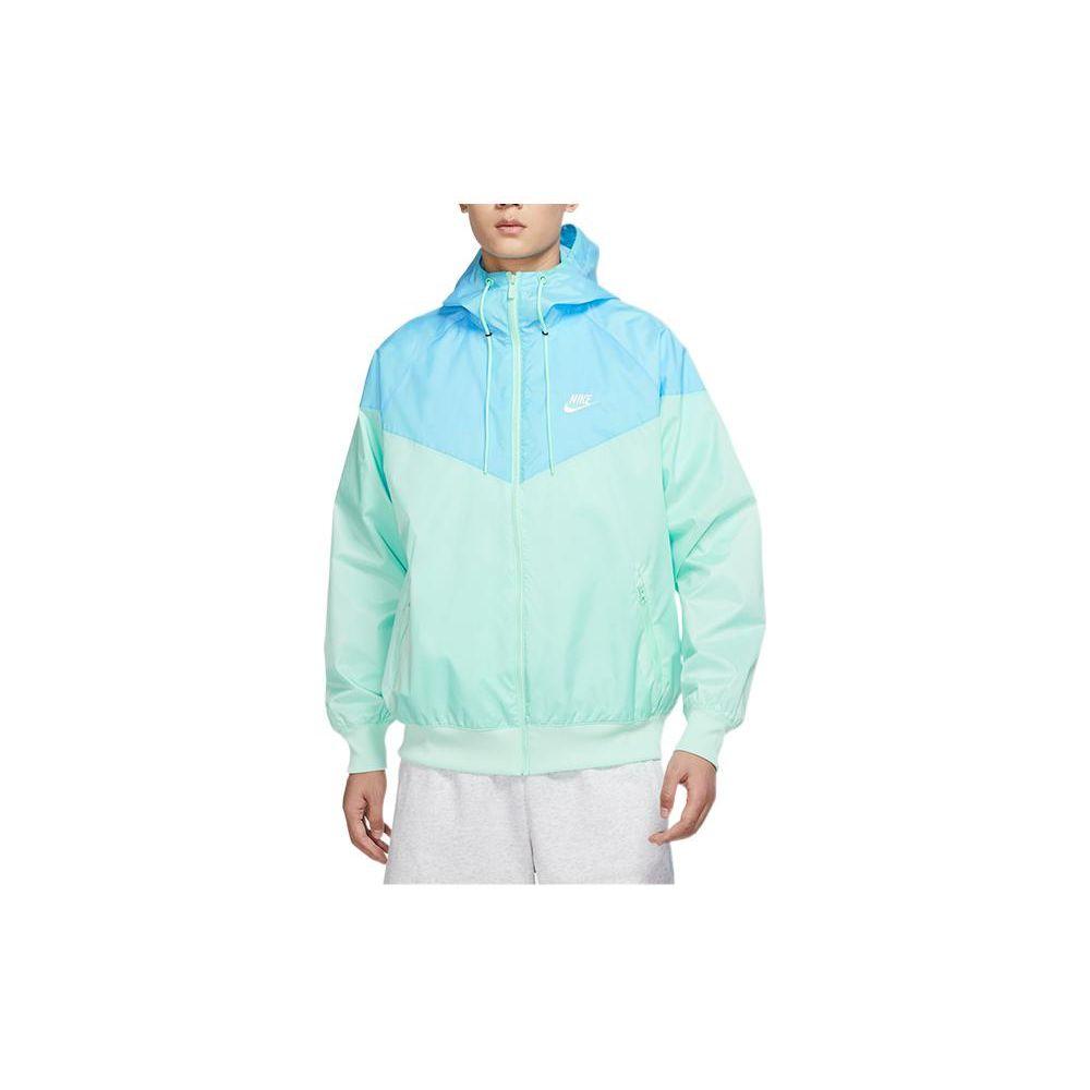 Nike Spliced Hooded Drawstring Zip Jacket With Logo Print Men Outerwear Foam-Mint-Green DA0002-379
