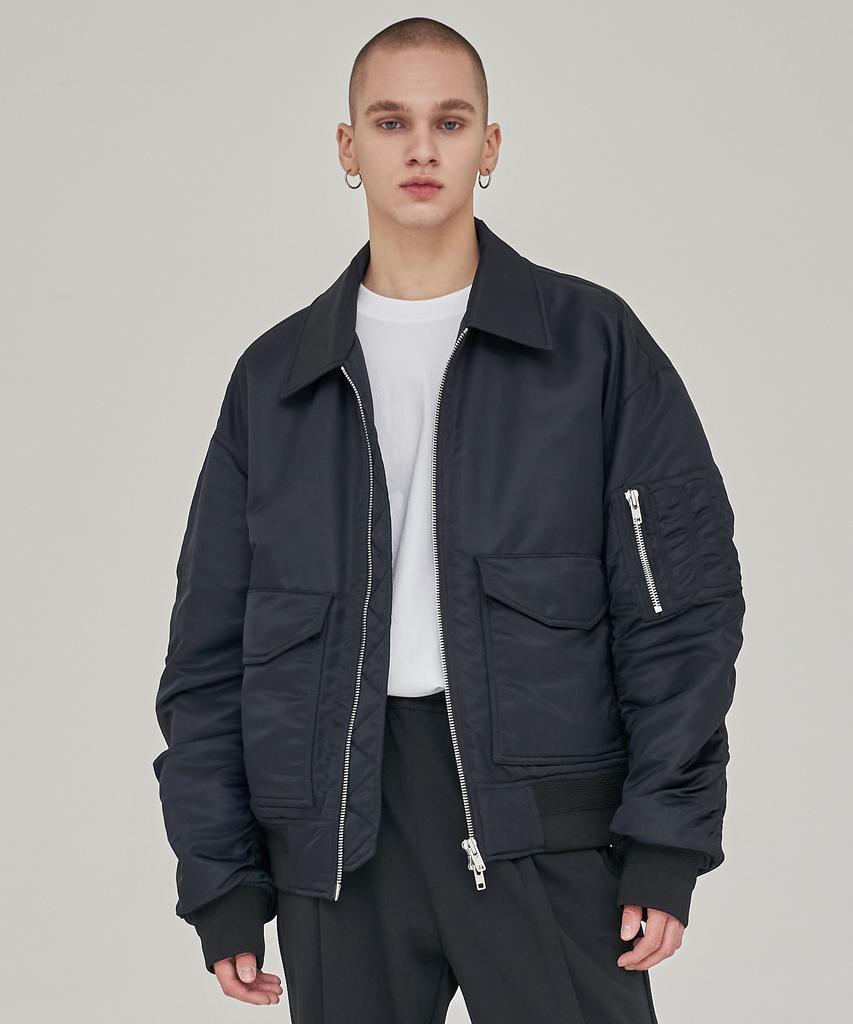 Intersection Oversized Double Pocket Ma-1 Jumper [Black]