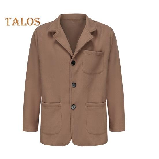 Мужское пальто с лацканами, длинный рукав, однобортный однотонный пиджак с карманами, свободный крой, повседневная верхняя одежда, повседневная одежда