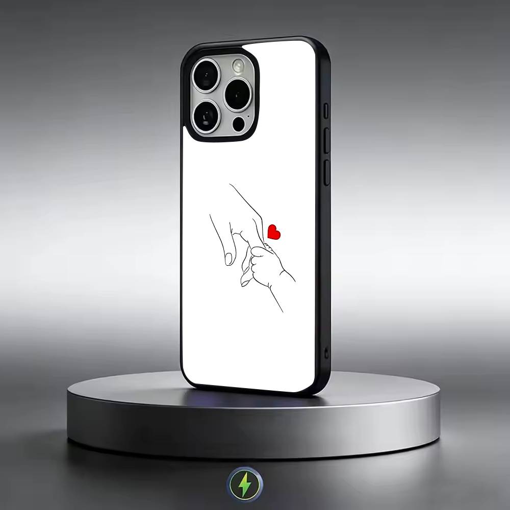 B-Baby Мама дочь Сын Папа Руки Чехол для телефона Для iPhone17,16,15,14,13,12,11 Plus,Pro Магнитный с Magsafe Беспроводная зарядка
