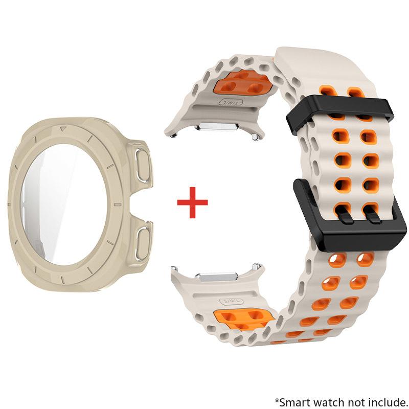Стекло+Чехол+Ремешок для Samsung Galaxy Watch Ultra Ремешок 47 мм Спортивный силиконовый Браслет для Galaxy Watch Ultra 7 47 Аксессуары для ремешка