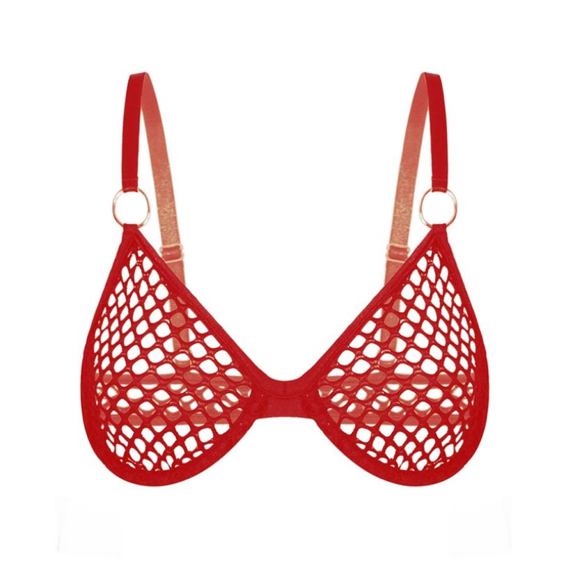 Women's Fishnet Sheer Camisole Crop Top Sleeveless Mesh Bralette Bra Top