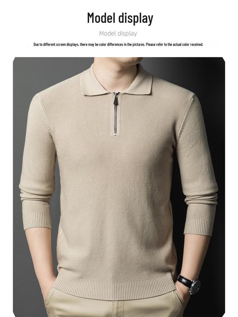 Men's 2025 Winter Jacquard Knit Half-Zip Sweater - Casual & Warm Style for Middle-Aged