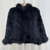 Real Rabbit Fur Braided Coat for Women Short Style Young Coat Fox Fur Bat Sleeve Shawl