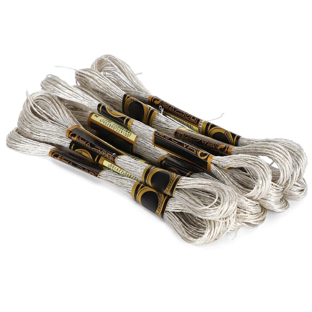 24pcs Silver Glossy Embroidery Floss Glitter Thread HandMade Yarn Cross Stitch Threads  DIY Craft