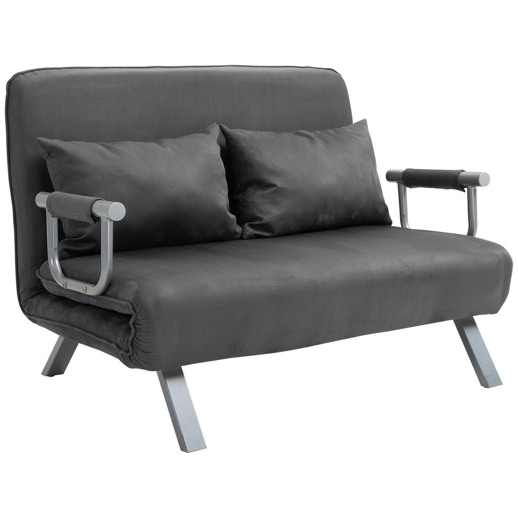 3 In 1 Sofa Bed 185x105cm Sleeping Couch With 5 Stage Adjustable Backrest Throw Pillows 2 Seater Sofa With Sleep