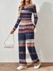 Spring and Autumn Ladies V-Neck Long Sleeve Pants Set Comfortable Casual Versatile Slim Two-piece Set