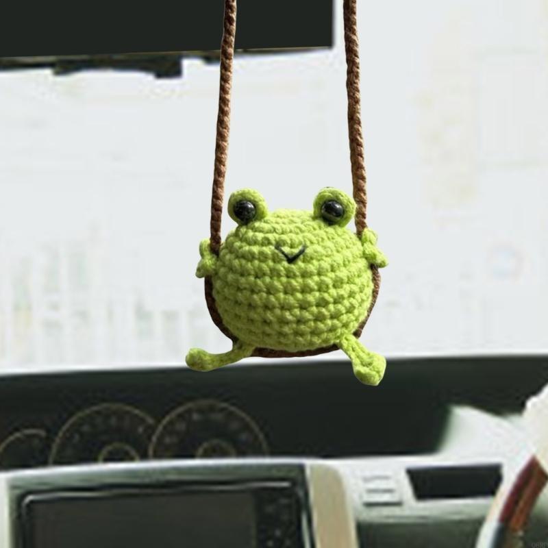 Cute Cartoon Animal Crochet Swing Pendant Car Rearview Mirror Hanging Ornament Car Interior Decor Gifts Cute Car Accessories