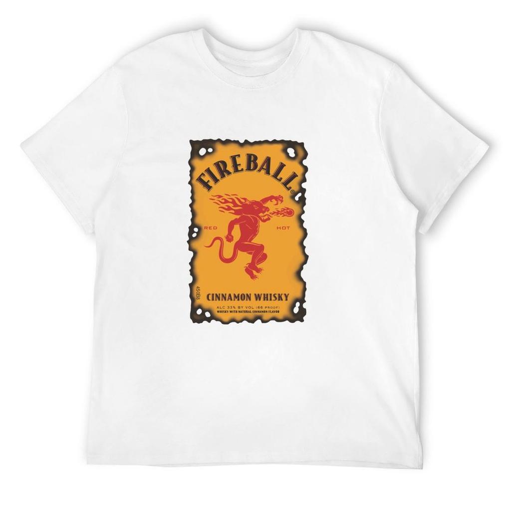 FIREBALL CINNAMON WHISKY Футболка графические футболки дизайнерские футболки индивидуальный дизайн свои собственные базовые футболки для мужчин хлопок