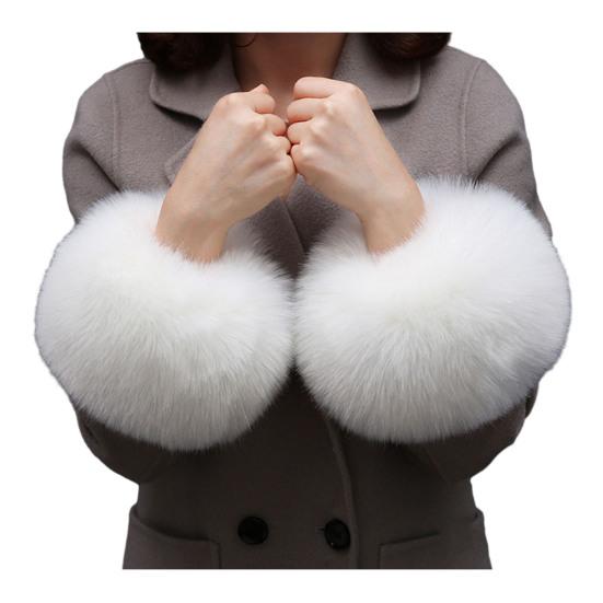 1 пара искусственных меховых манжет, пушистые, однотонные, толстые и теплые, зимние