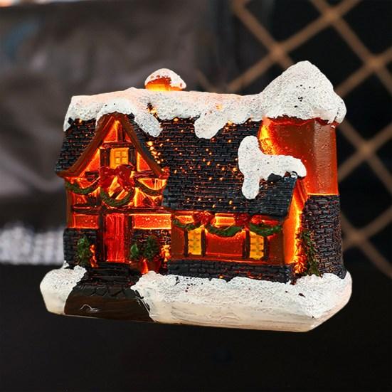Рождественский орнамент дома Микро-пейзаж Смола светящийся орнамент снежного домика для праздничного украшения домашнего стола