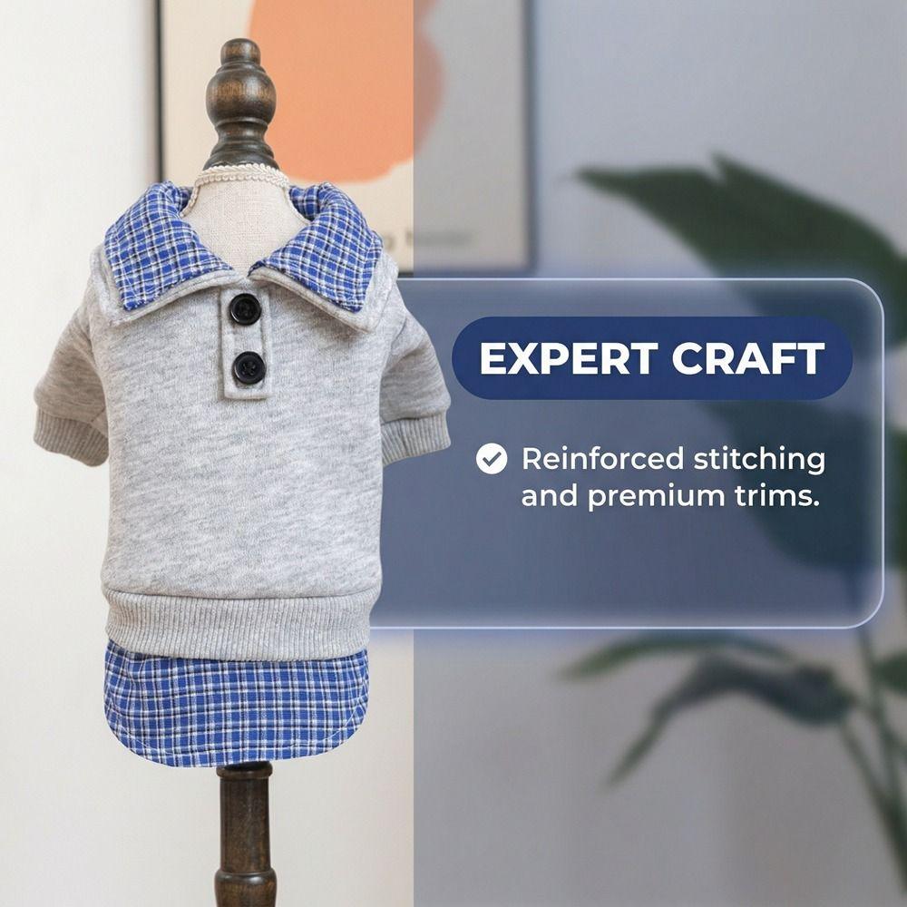 Fashion Preppy Style Pet Dog Hoodie Soft Breathable Cat Shirt Cozy False Two-piece Pet Overalls Spring Autumn