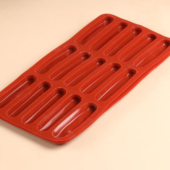 Silicone Finger Biscuit Mould 15 Cavities Non-Stick Chocolate Mold for Candy Eclair Bread Muffin Food-Grade Odorless Oven Refrigerator Microwave