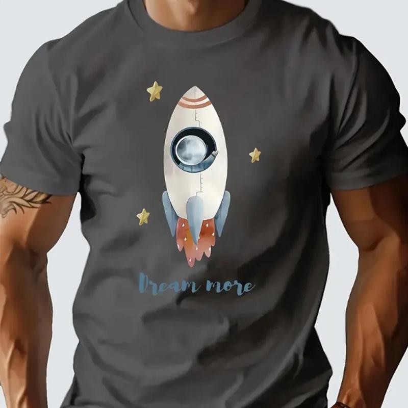 Новая летняя мужская модная футболка с принтом ракеты из мультфильма «Персонажи», мужская футболка, топ