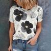 Белая и черная женская футболка с принтом - современный повседневный модный стиль, летний круглый вырез, короткий рукав