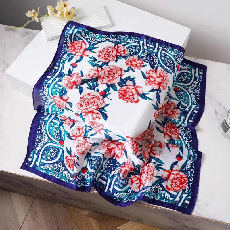 Шелковый женский квадратный шарф - Китайский стиль платок на голову для весны, лета, осени - Защита шеи и согревающий - Элегантный тонкий стиль для мамы