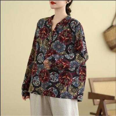 Ретро-рубашка, женская хлопковая льняная рубашка, летняя свободная утягивающая льняная рубашка, маленькая рубашка, большой размер, тонкая блузка